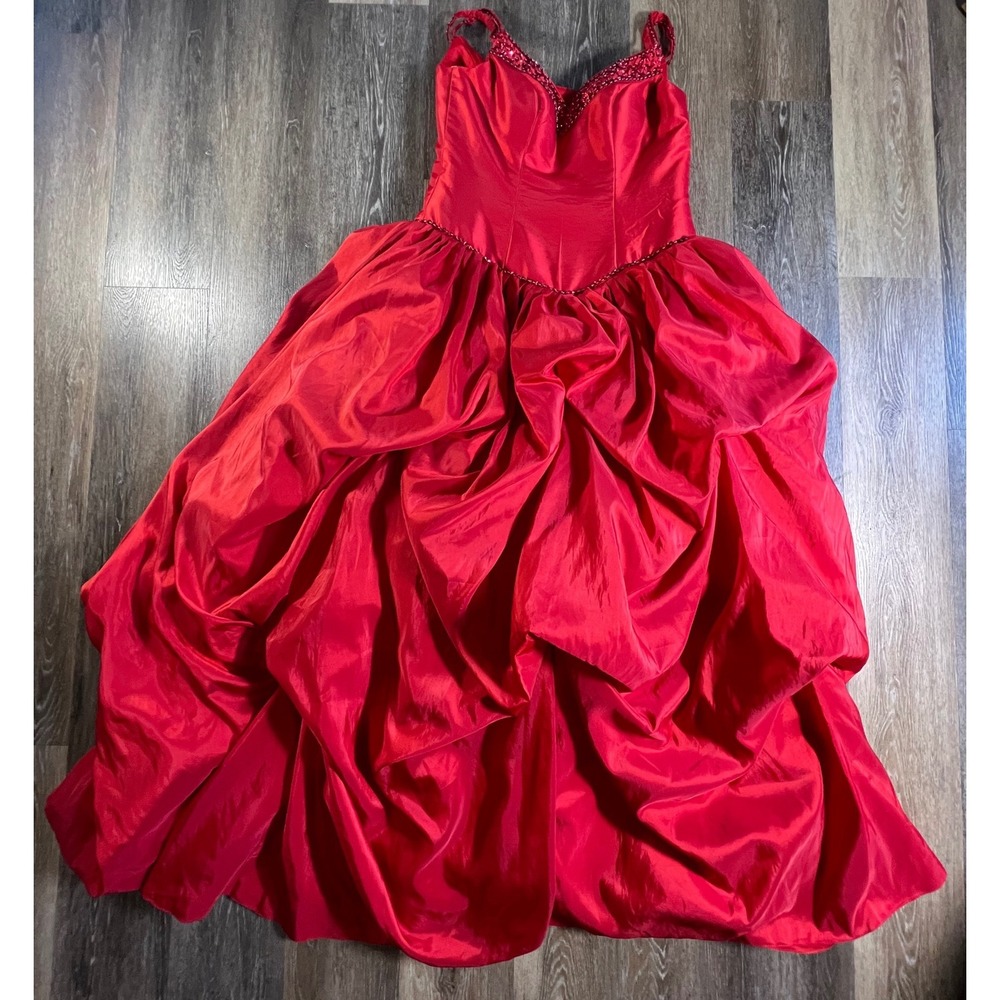 Unbranded Red Beaded Ball Gown Women Size 12 Formal Prom Pageant Pick-Up Skirt
